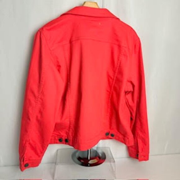 St. John’s Bay Red Denim Jacket Button Front Pockets Size XL - Picture 3 of 7